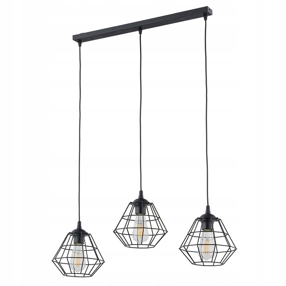 Čierne geometrické trojité závesné svietidlo drôtik Diamond 6203 Tk Lighting