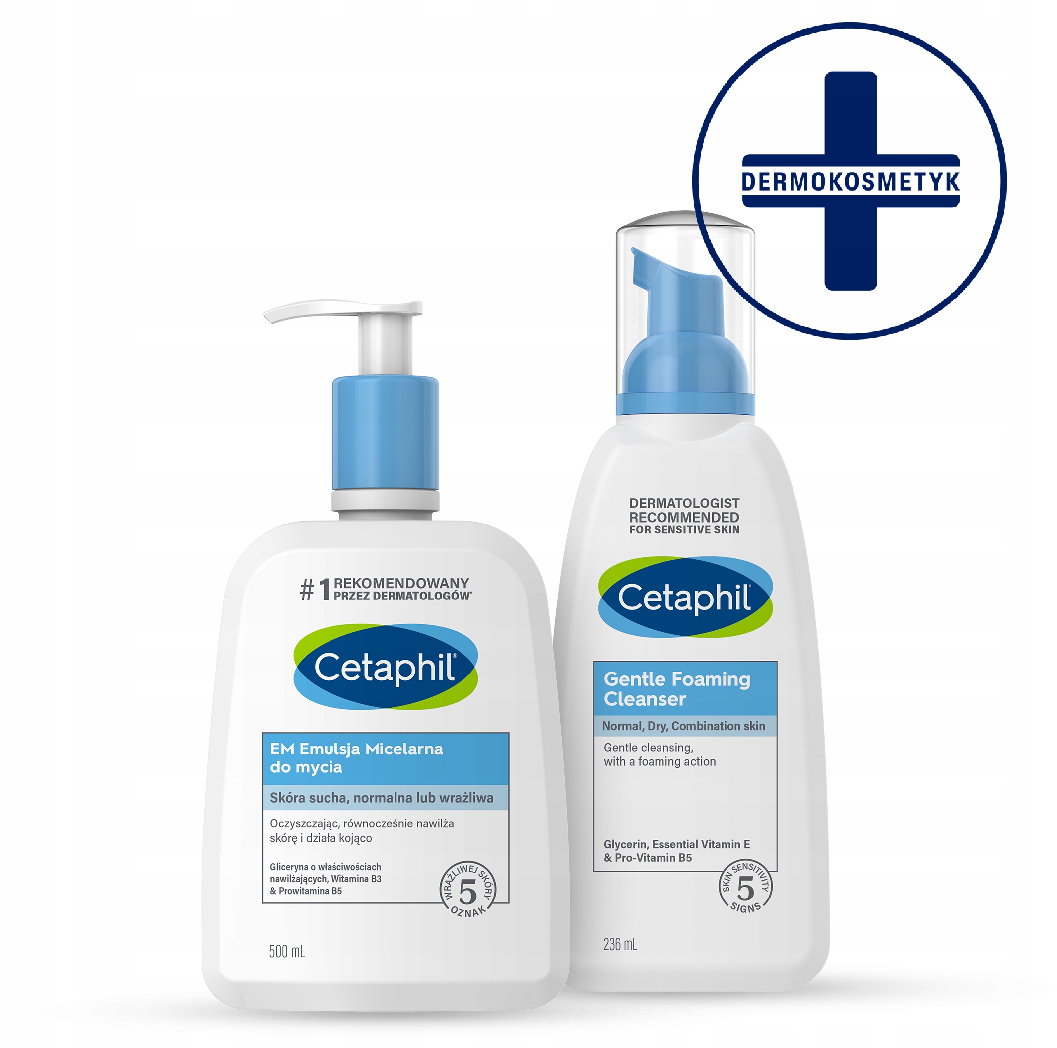 Zestaw Cetaphil Em Emulsja 500 ml i Lekka pianka