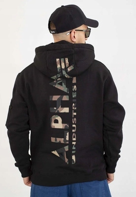 Mikina Alpha Industries S Kapucí Back Print Camo 178318CP černá camo