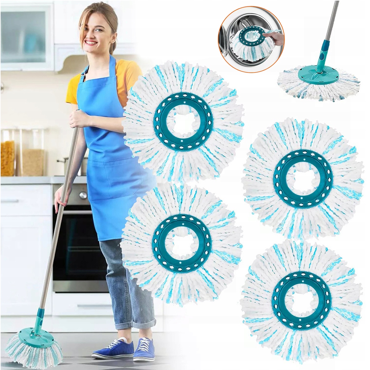 4x Vložka Do Mopu Leifheit Clean Twist Náhradní Nástavec
