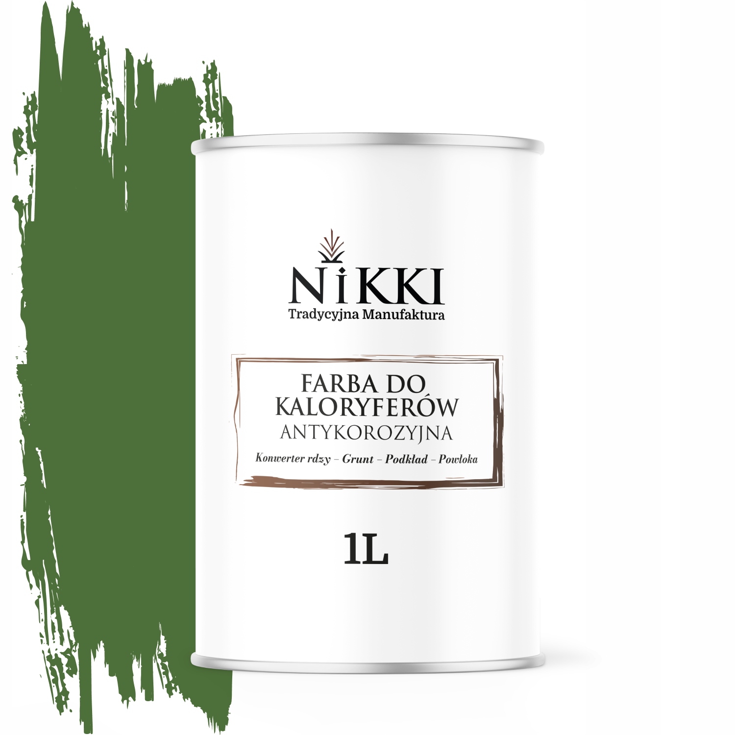 Farba do Grzejników Antykorozyjna Odporna 1L Satyna Zielony Trawiasty 3w1