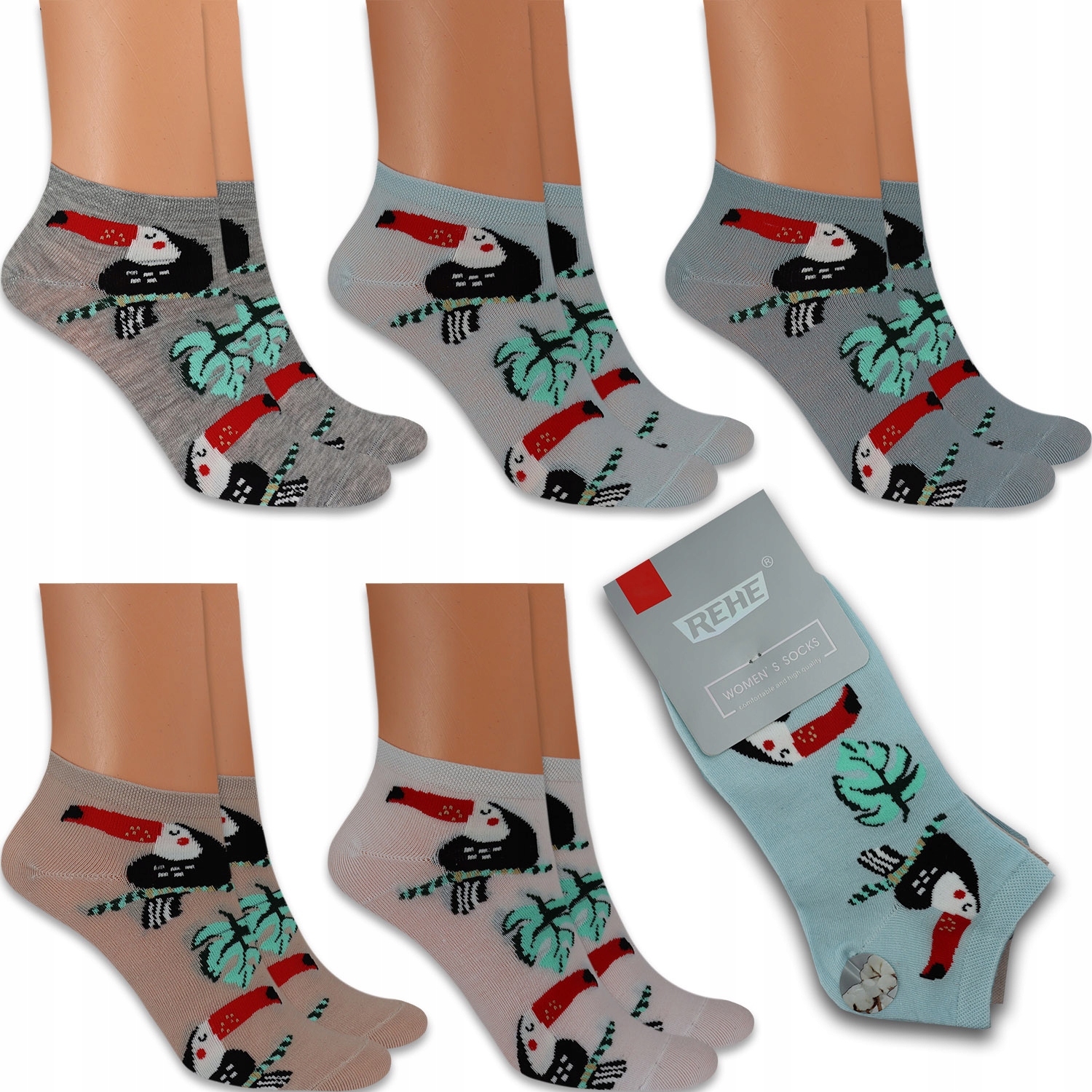 

5x Skarpetki Damskie Stopki Kolorowe Bawełniane