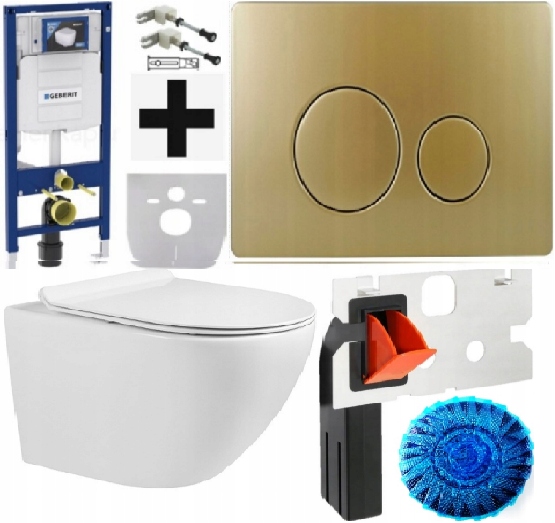 Wc rošt Geberit Duofix UP320 miska doska tlačidlo Stal D7 zlatý Fresh Kpl