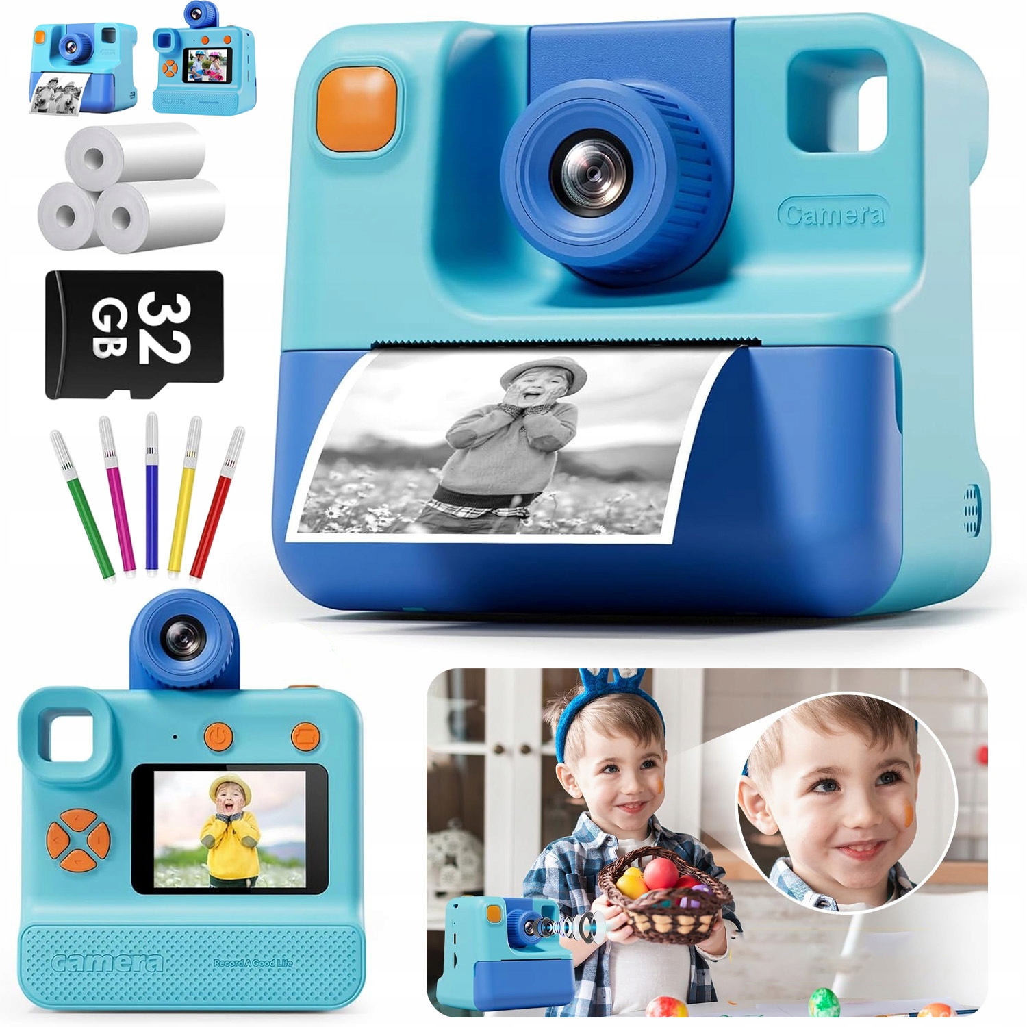 Instantní Fotoaparát Pro Děti Tiskárna Termální Tisk Paměťová Karta 32 Gb