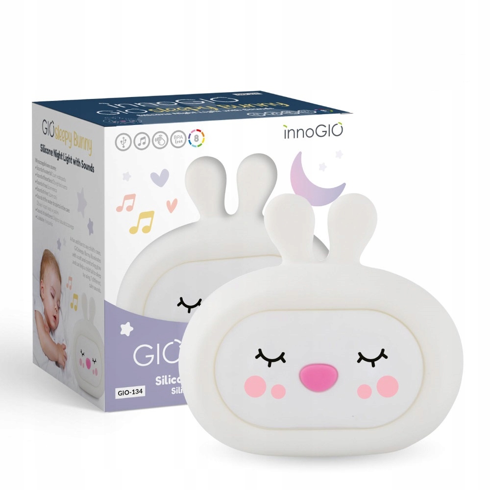 

InnoGIO Silikonowa szumiąca lampka nocna króliczek