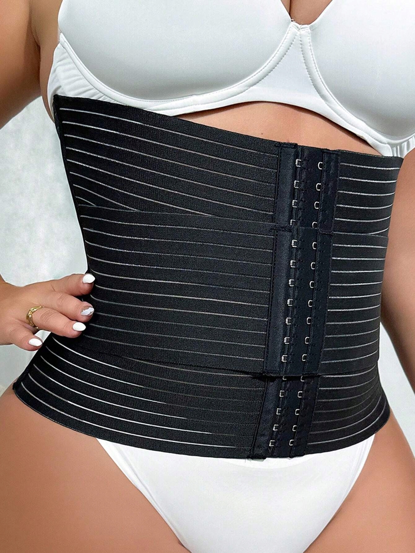 Shein czarny damski gorset trzy pasy XXL Kolor dodatkowy czarny