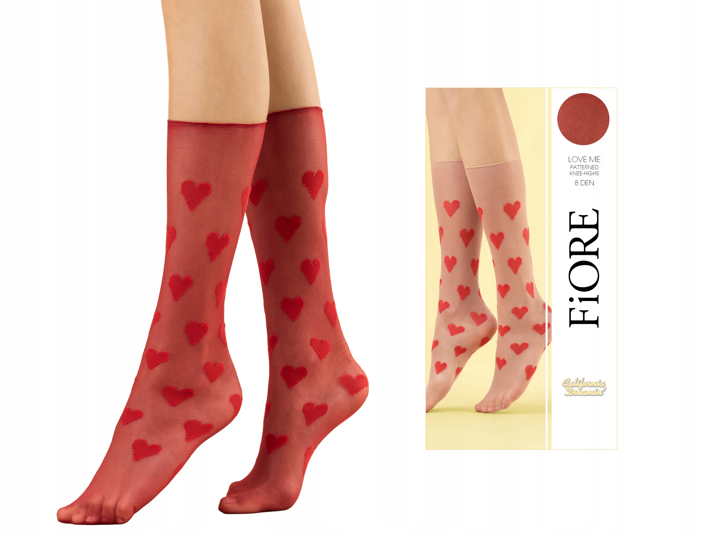 

Fiore podkolanówki Love Me 8den serca czerwony uni