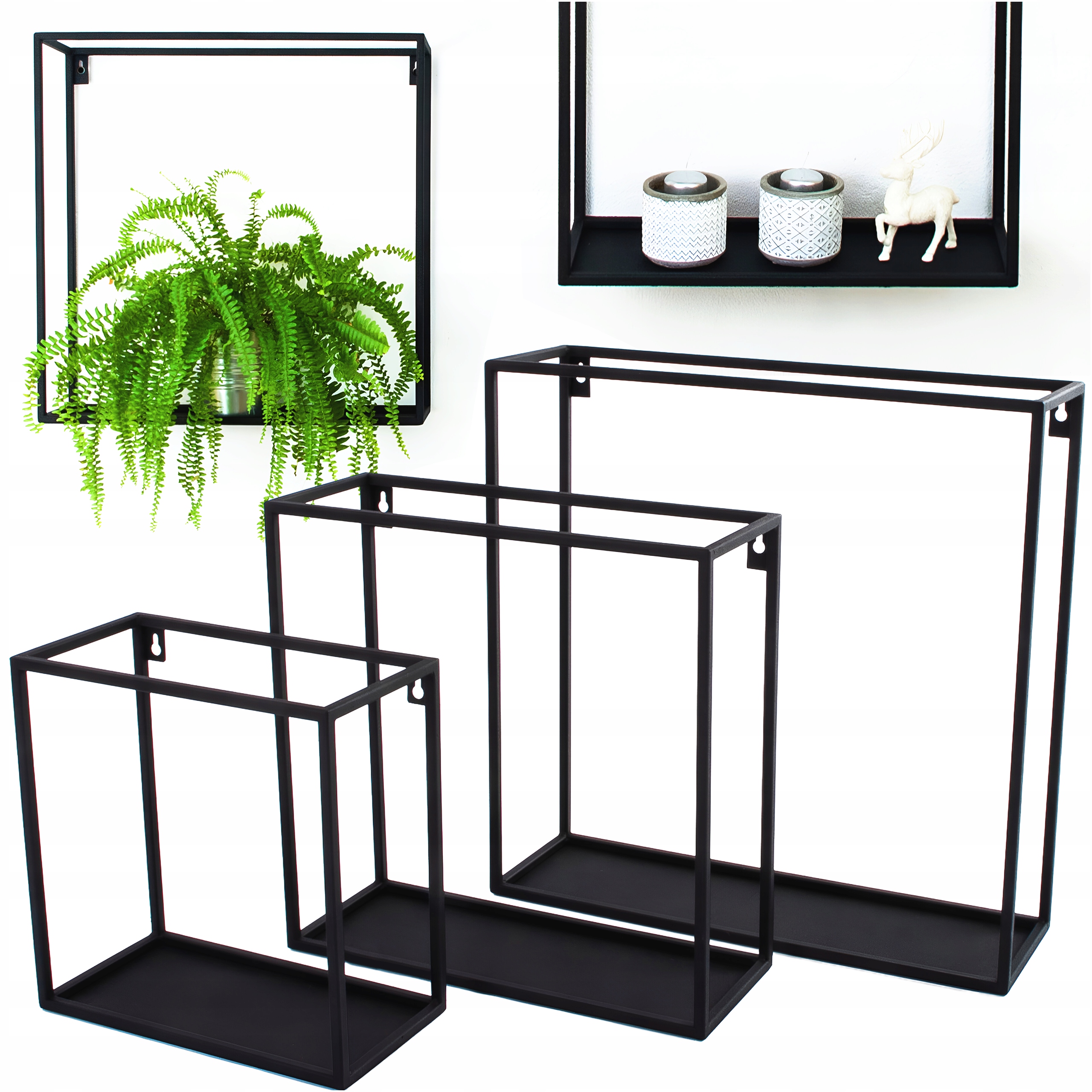 Držiak Na Kvetináč Kovový Loft Sada 3X Zvárané Závesné Police