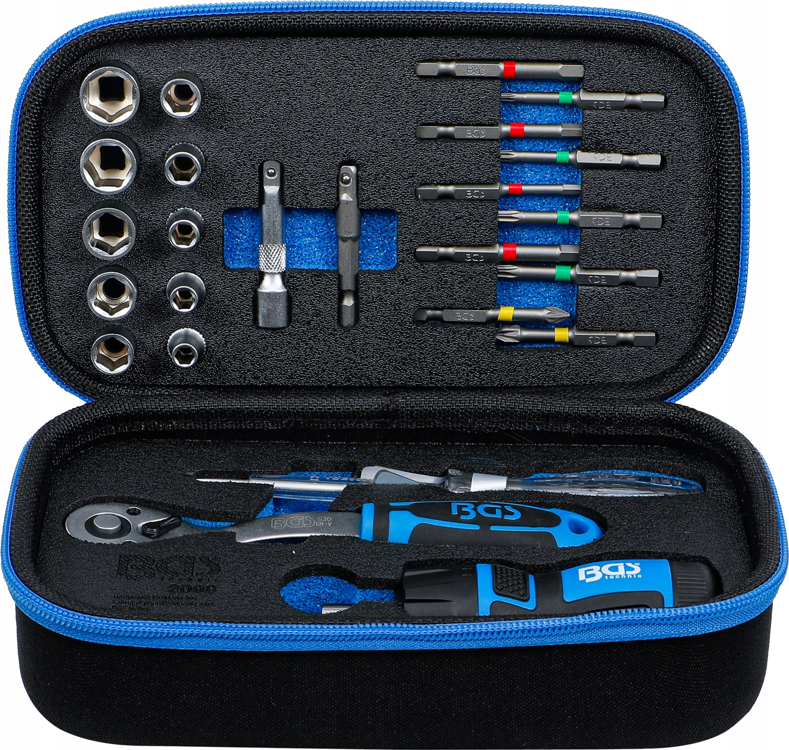 Sada nástrčných klíčů a bitů 1/4" s ráčnou 90 zubů, Bgs 2098