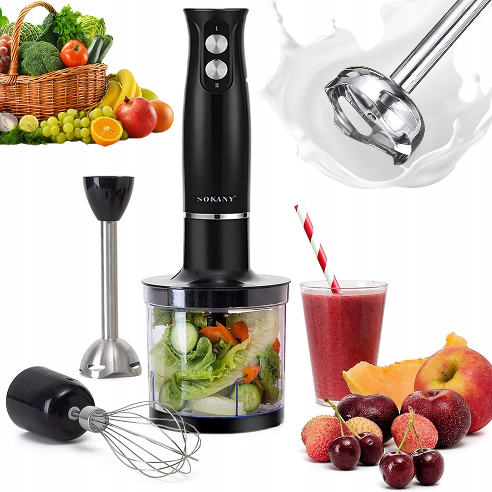 Ruční Mixér Výkonný 500W Multifunkční Mixér Sada Turbo Premium 3V1