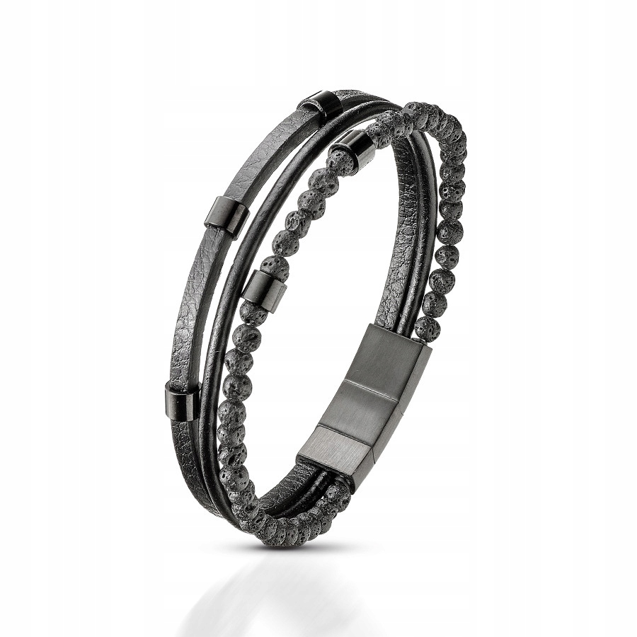 Pánský kožený náramek Venetto Ocel 316L 21 cm