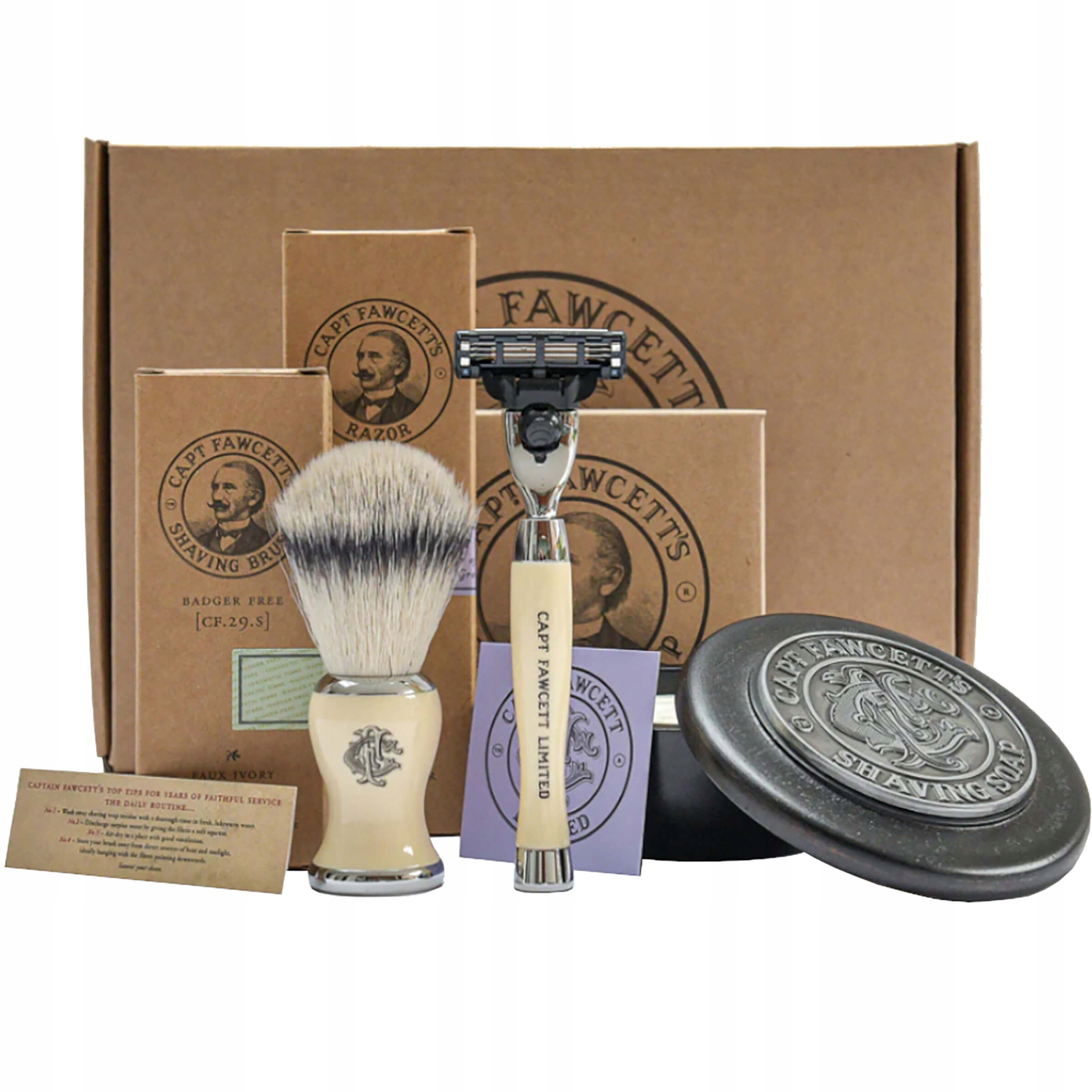 Captain Fawcett sada na holení Shave Brush, Razor & Shaving Soap (110 g)