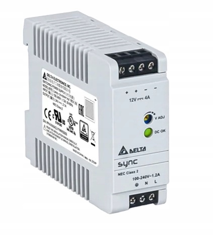 Zasilacz Impulsowy Napięciowy Szyna Din TS35 48W 4A 12V Delta Electronics