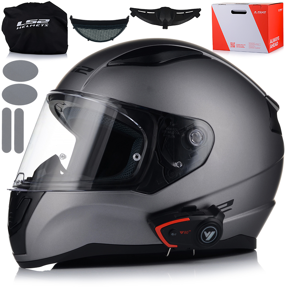 Motocyklová Prilba LS2 FF353 Rapid II Šedá Matt Interkom Vito Bluetooth