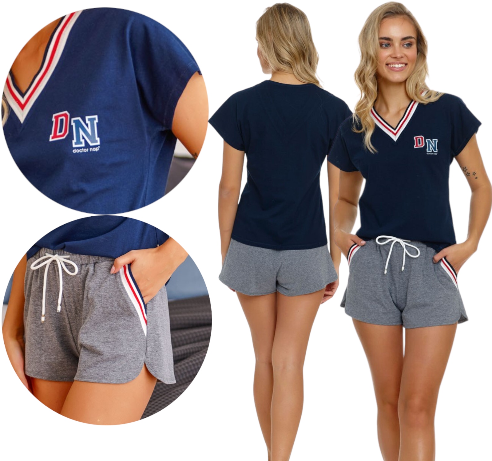 

piżama z bawełny i z nadrukiem S granatowa