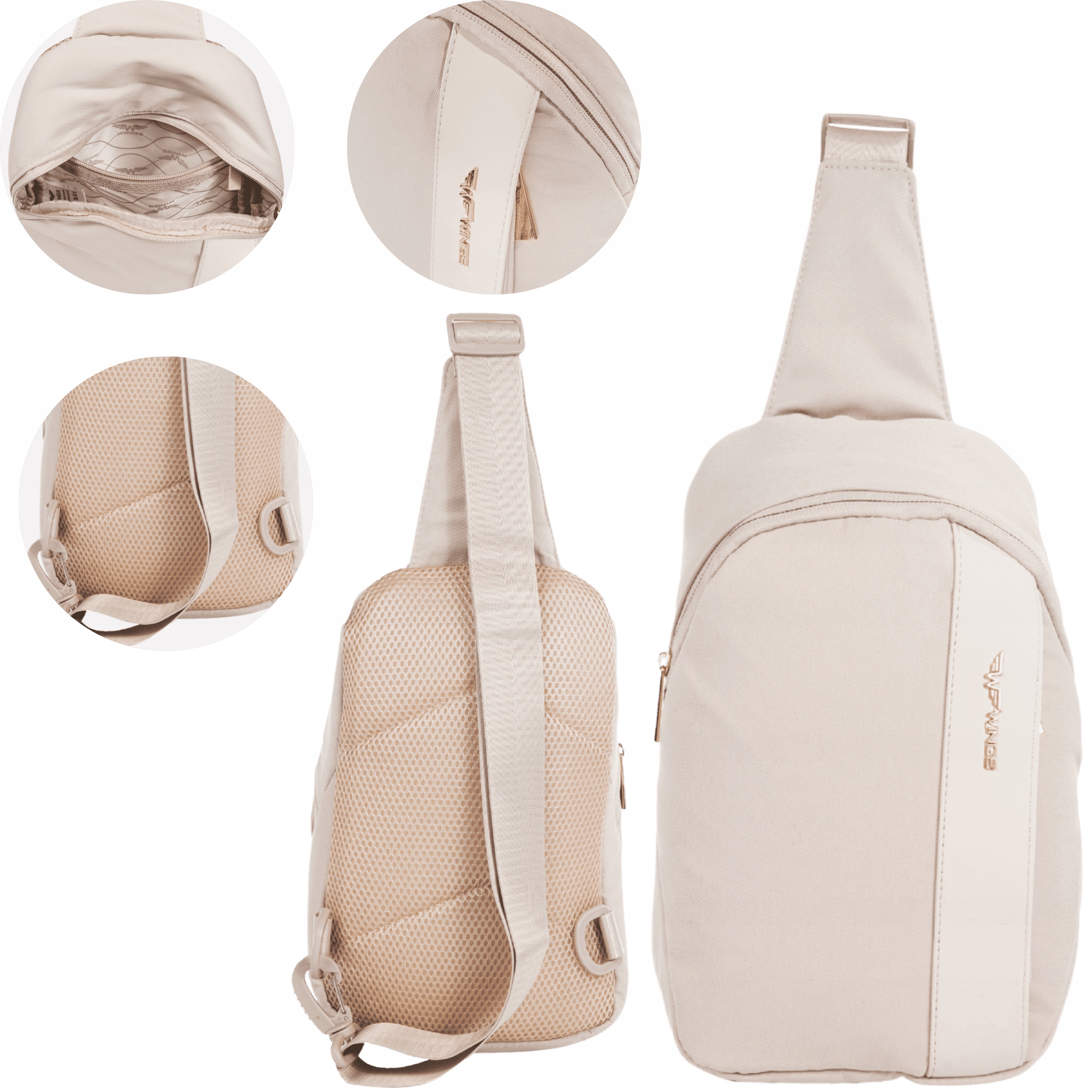 Przewieszka Mini plecak turystyczny Wings miejski podróżny Beżowy 20 L