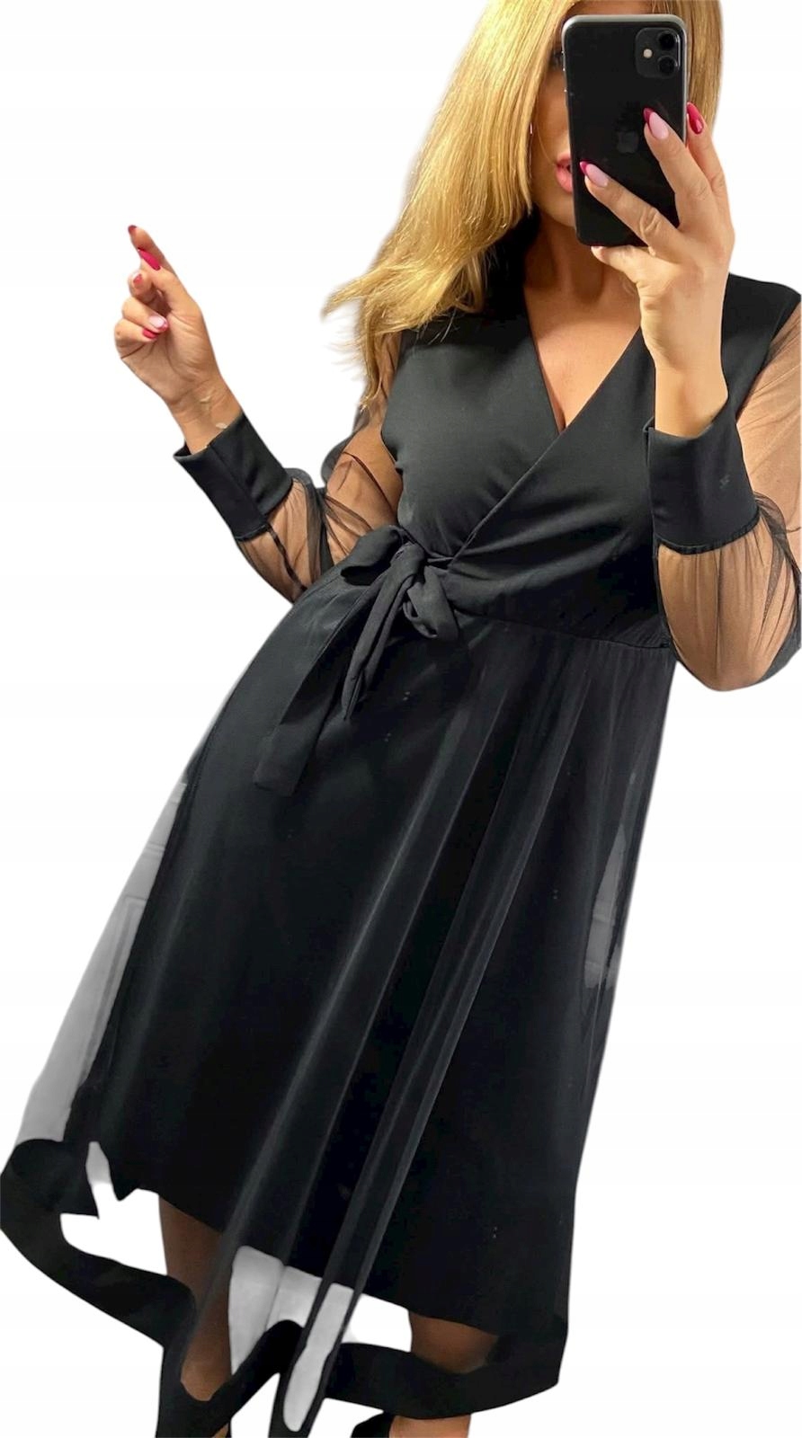 V562 Šaty Maxi Tylové Šaty Černé vel. 46 (3XL)