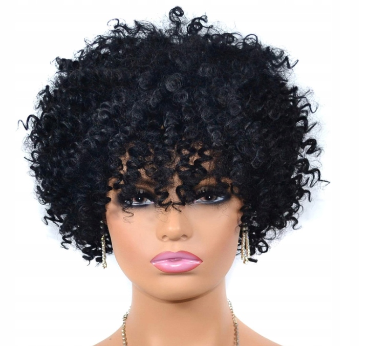 Paruka s krátkými syntetickými vlasy černá afro