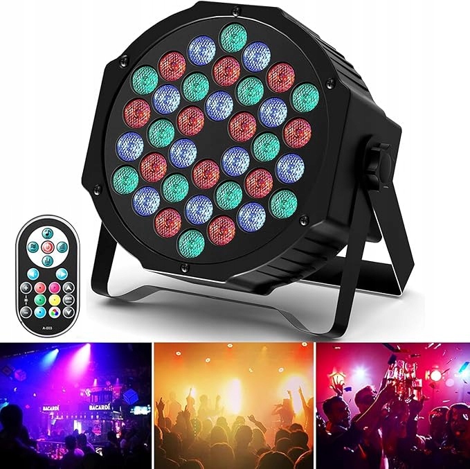 Reflektor sceniczny kolorofon 36 LED RGB DMX 7 trybów pilot 72W