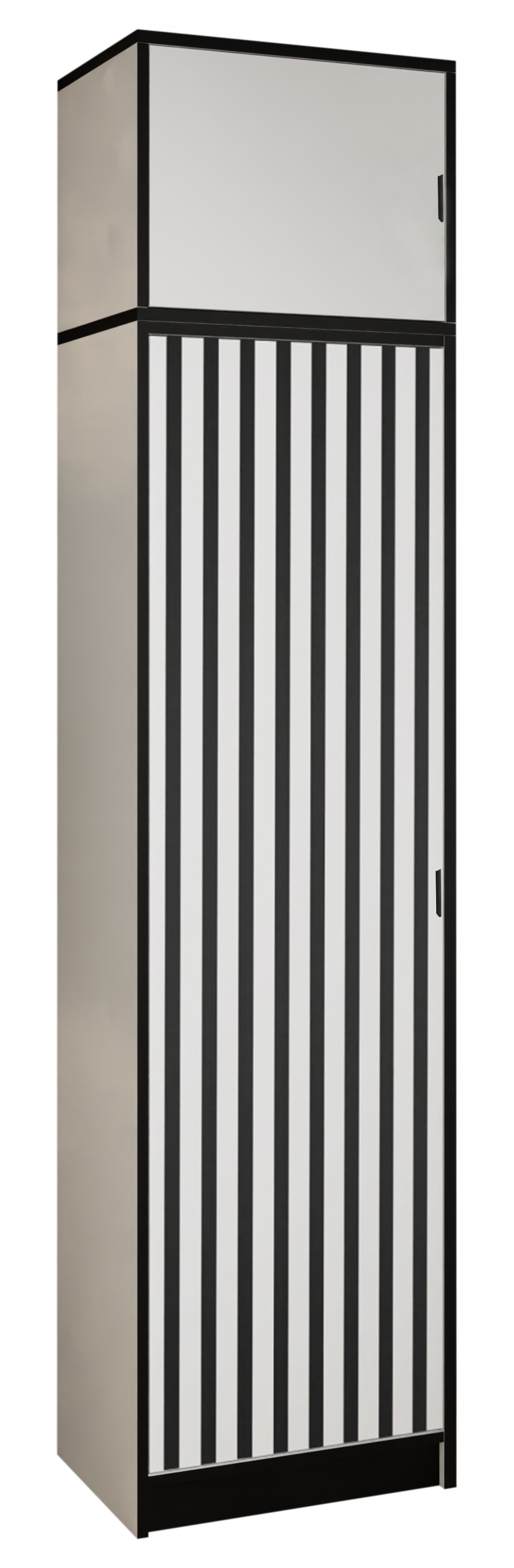 Skříň Lumi 54 1D Bílý vzor 3 úchytky černá s nástavcem