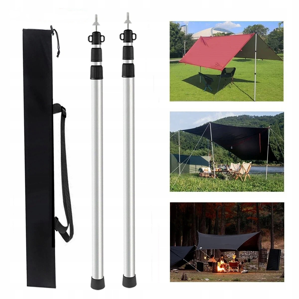 Kempingové Tyče Stanové Tyče 2 Ks Teleskopické Pro Kempingový Stan