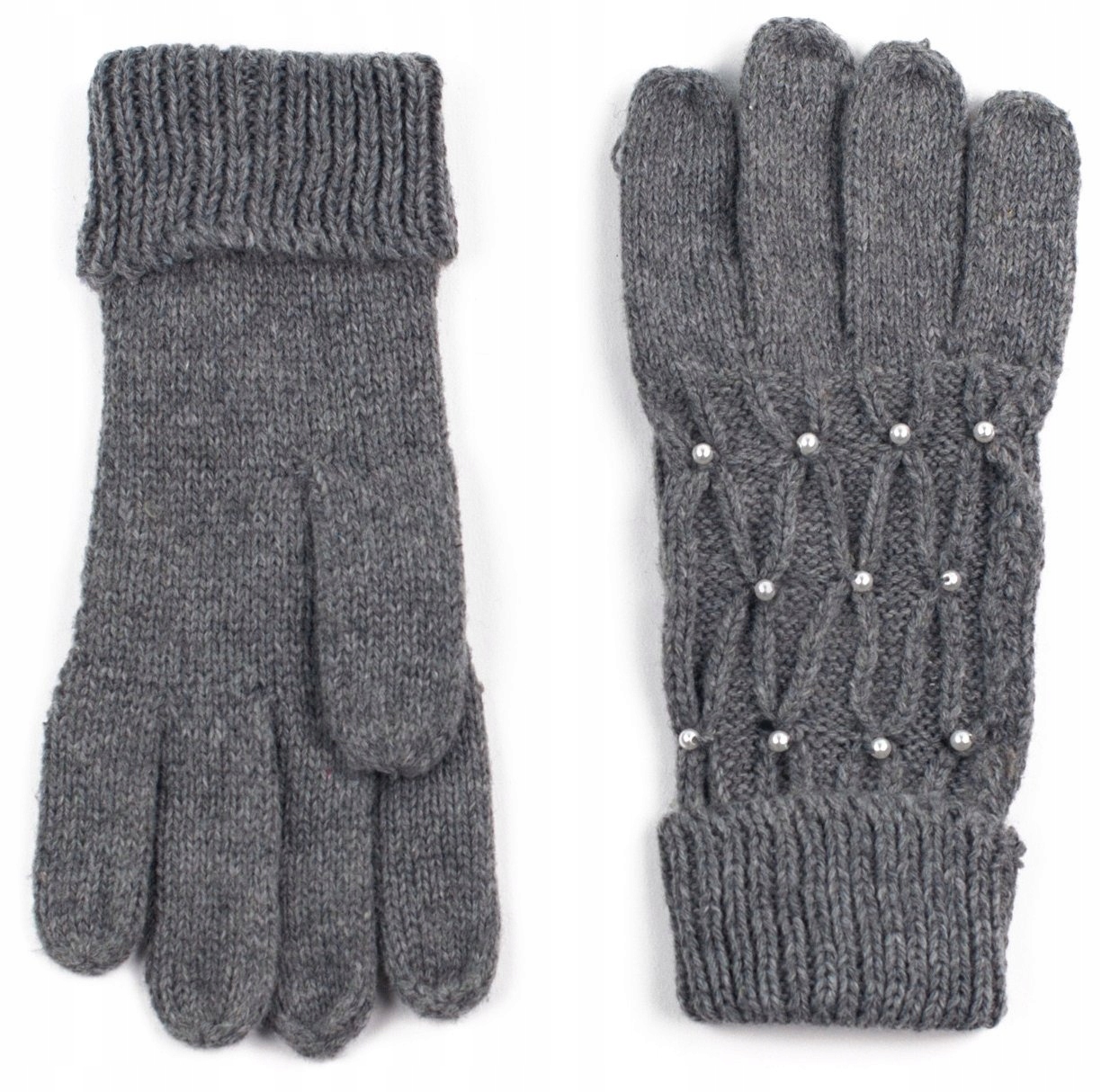 Szaleo wełniane RĘKAWICZKI z perełkami rk13444-3