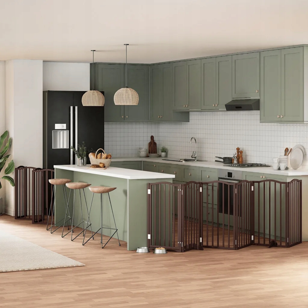 Levně Zábrana pro psy s dvířky skládací 12 panelů hnědá 600 cm topol Hnědá 315560