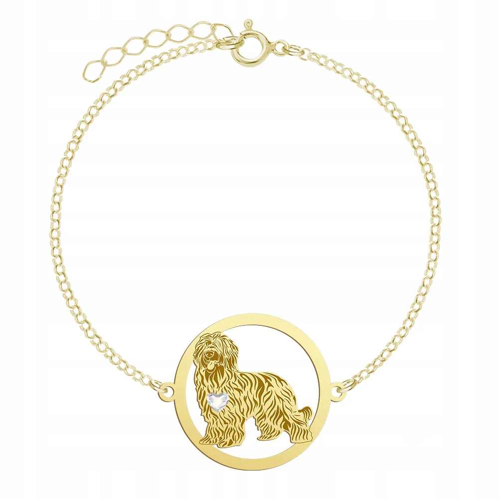 Zlatý náramek s psem Francouzský ovčák Briard 925 Šperky Gravírování