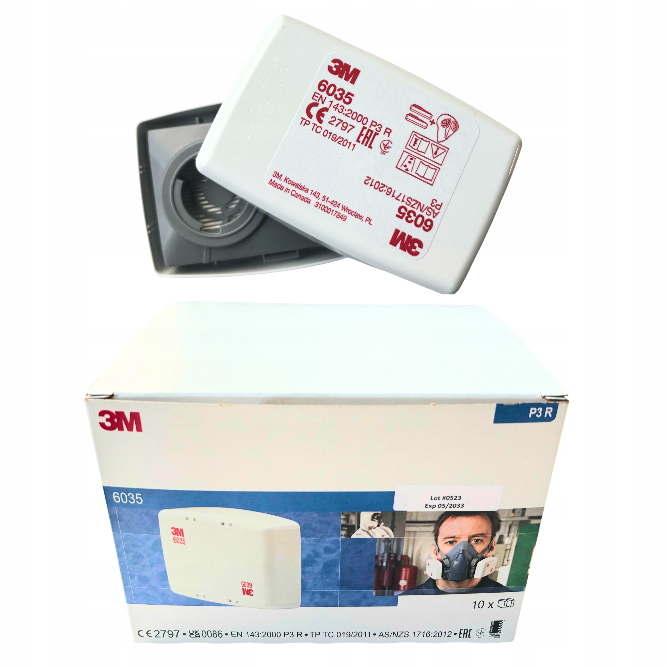 2 SZT 3M FILTR CZĄSTEK STAŁYCH 6035 PRZECIWPYŁOWY P3 3M ORYGINAŁ Kod producenta 439494