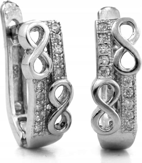 Stříbrné náušnice 925 anglické s nekonečnem a zirkony dárek