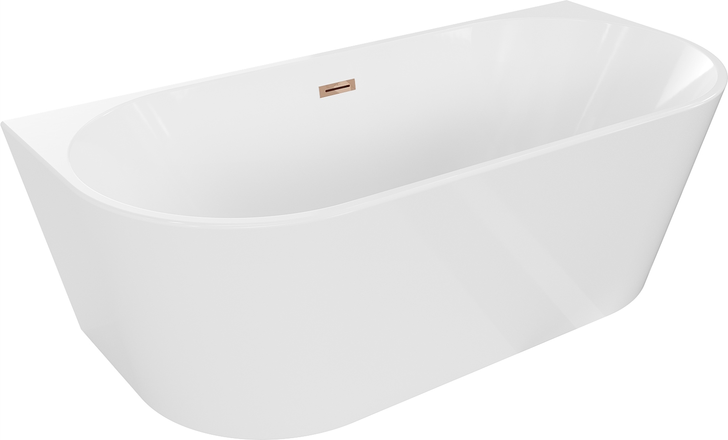 Mexen Oval volně stojící přisazená vana 180 x 80 cm, bílá, přepad růžové zl