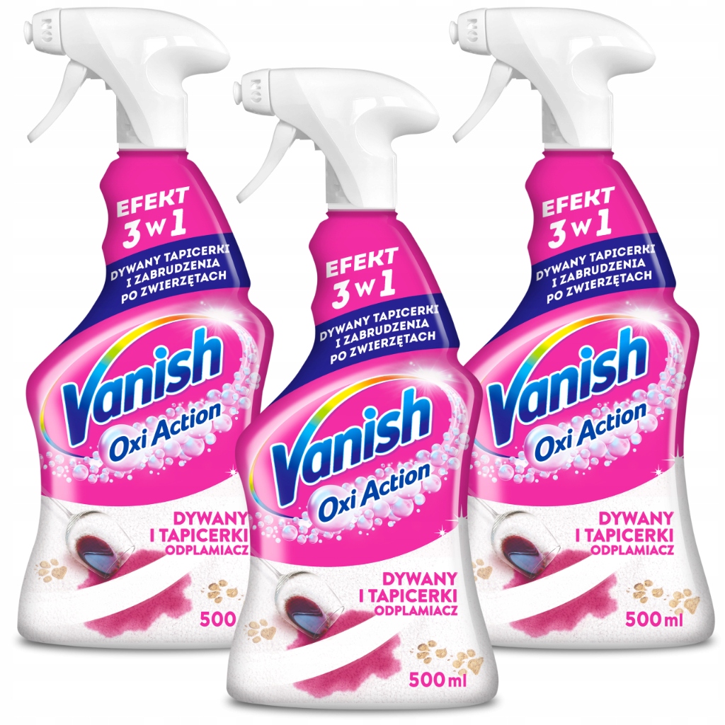 Vanish Sada tekutých odstraňovačů skvrn pro čištění koberců a čalounění 3 x 500 ml