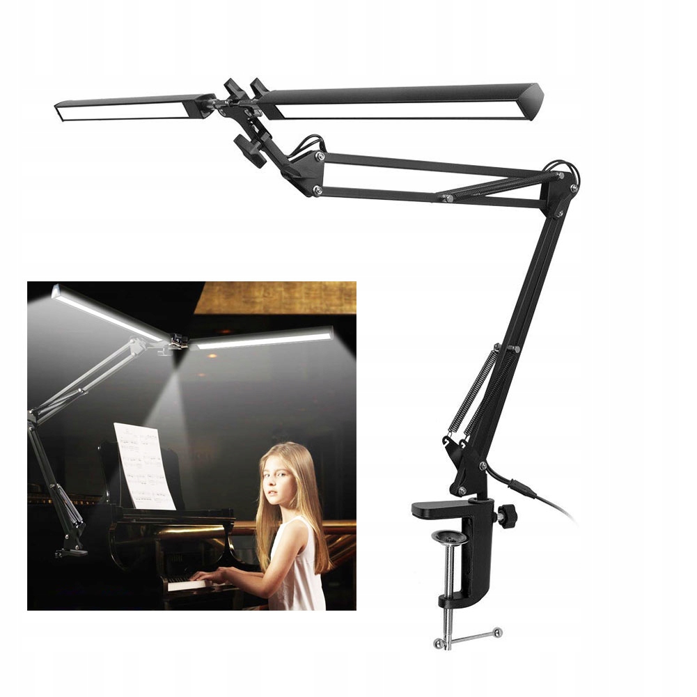 Dvojitá Led lampa na psací stůl Kreslící Výkonná 24W Nastavitelná 3000-6500K