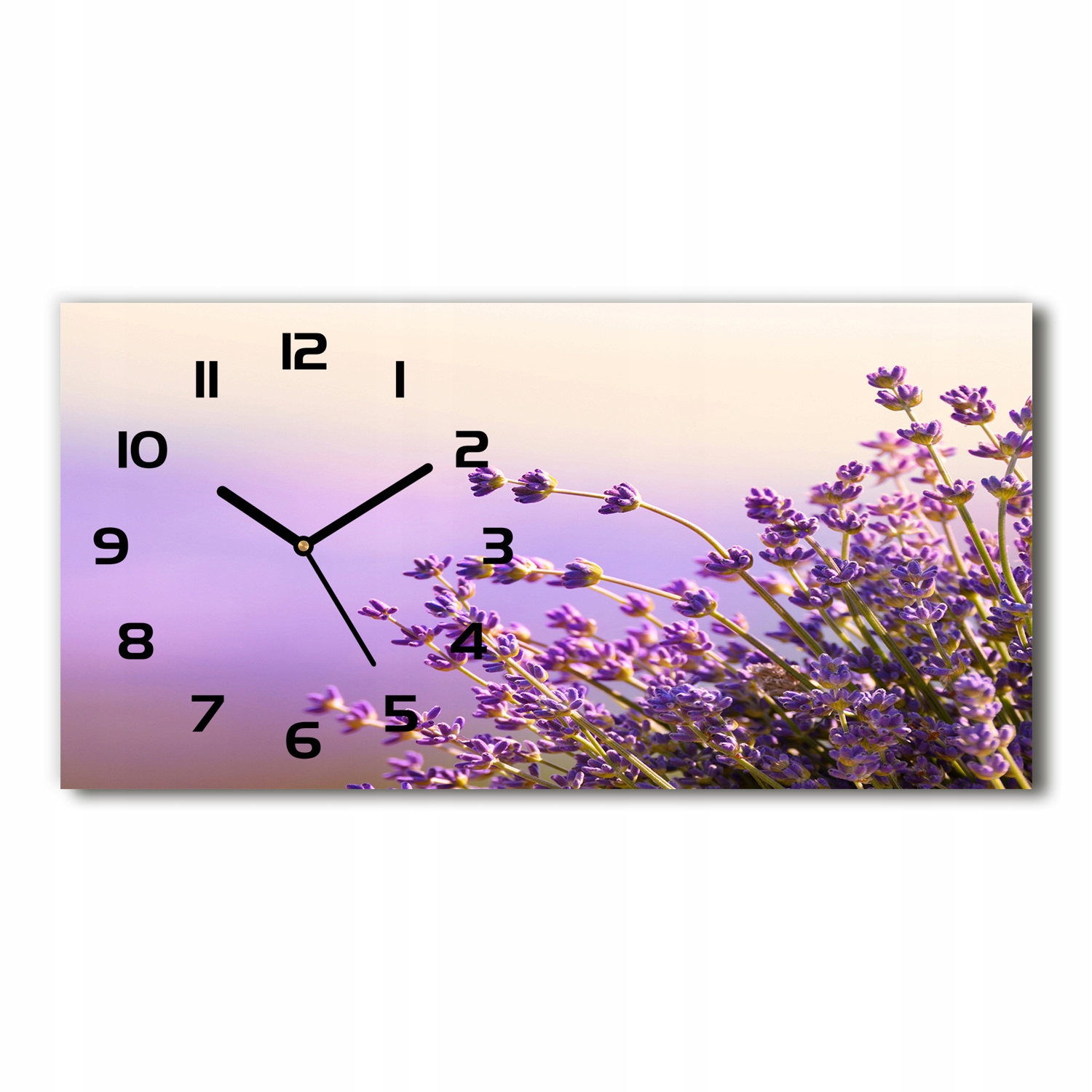 

Szklany zegar ścienny do salonu Lawenda 60x30 cm
