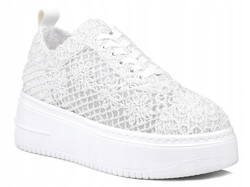 Sneakersy damskie białe na platformie koronkowe T.Sokolski W503 38