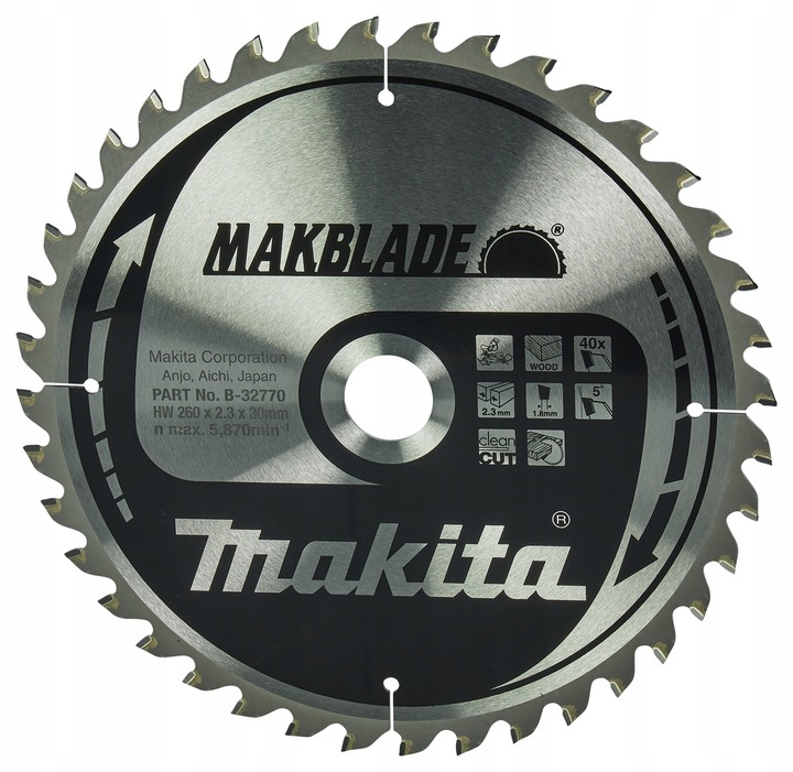 Tarcza Tnąca Makblade 260x30MM 40Z Makita B-32770