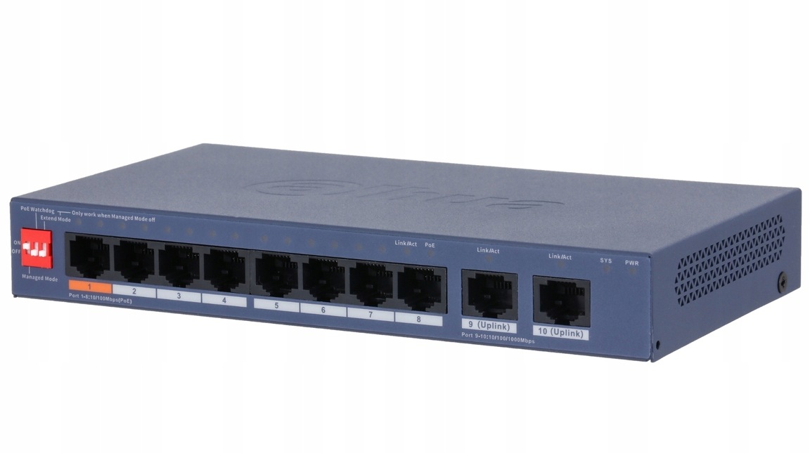 Switch CS4010-8ET2GT-60 8 Portowy 2x Uplink Zasilacz Dahua