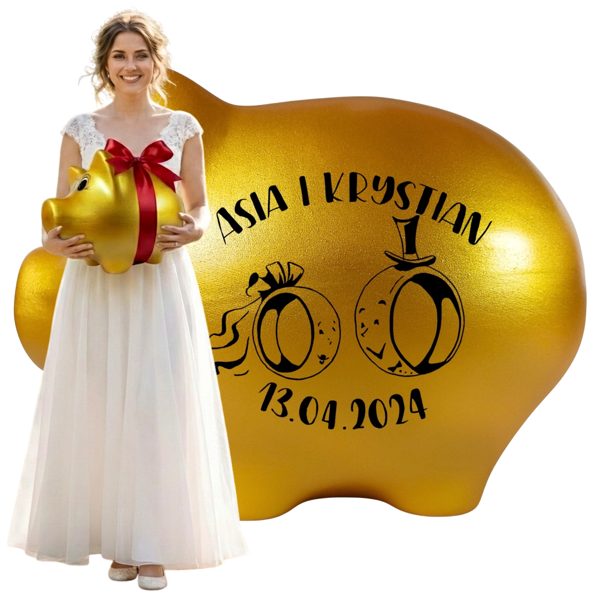 Pokladnička s jménem Personalizovaná dárek na Svatba Svatební Hostina velká keramická