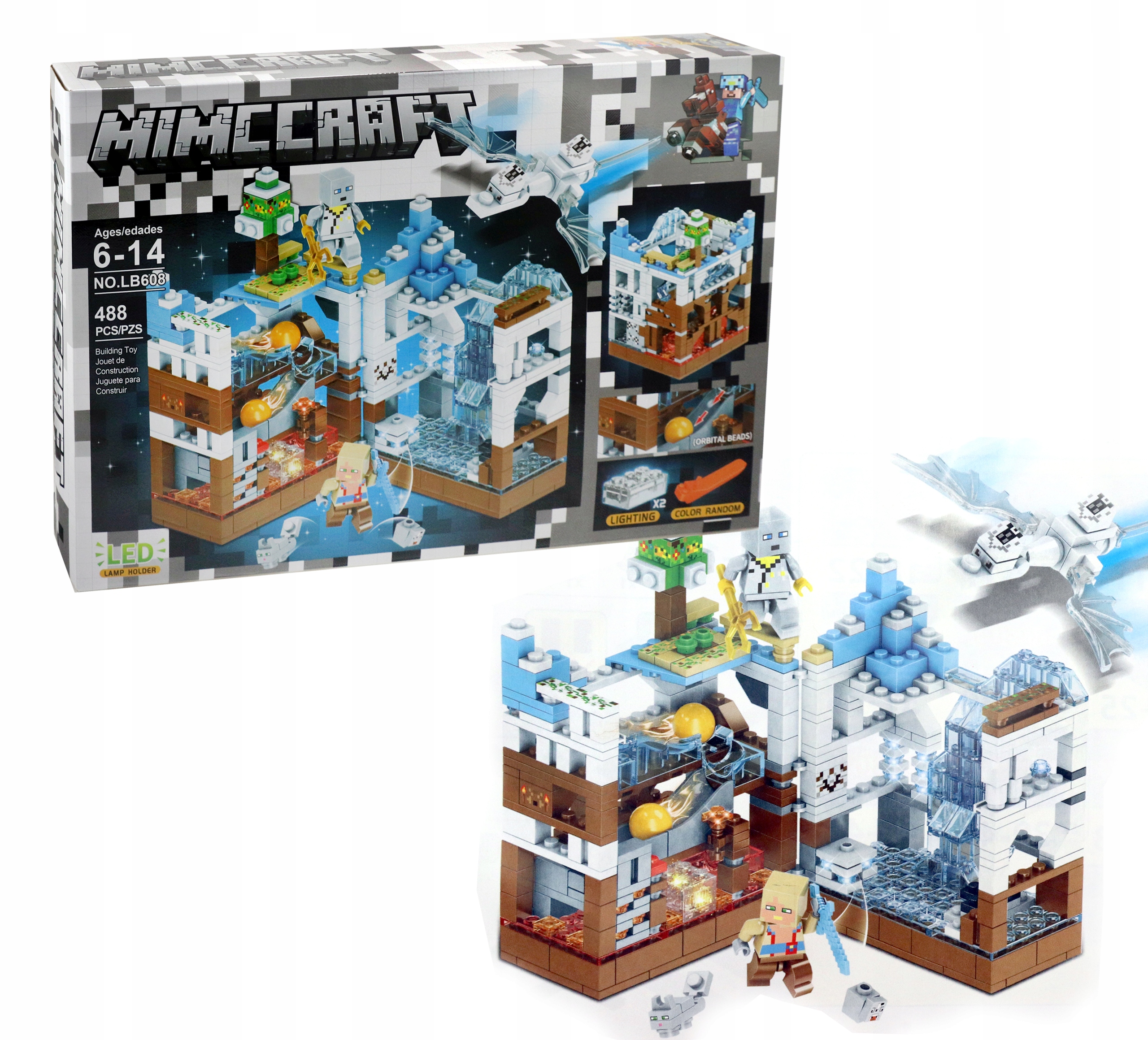 

Klocki Minecraft Atak na Baze Wioske 2xLED 488 ele