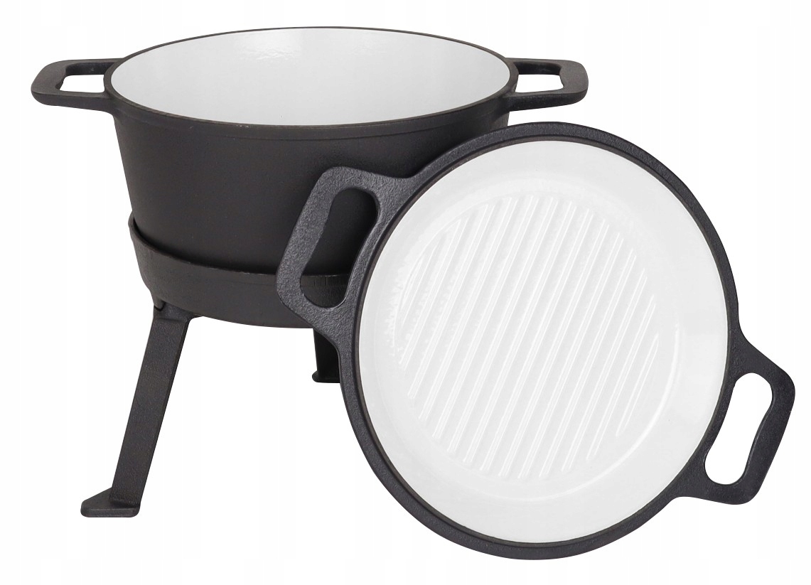 Kotlík Rossner 5 l litinový smaltovaný 3v1 Stojan pánev