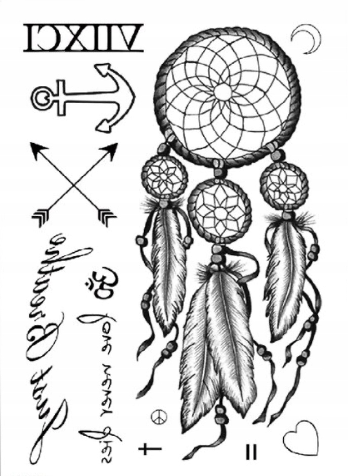 Tatuaż zmywalny łapacz snów kotwica serduszko MIX