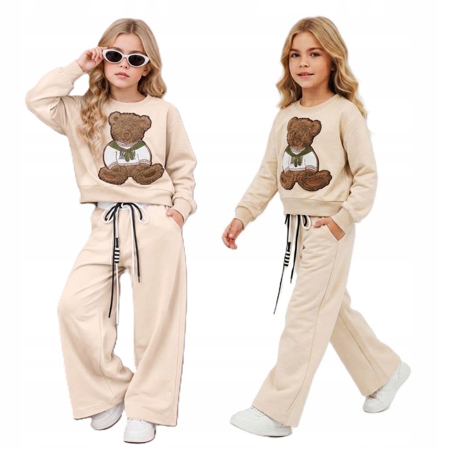 Dres dziewczęcy Komplet Dresowy Zestaw dla Dziewczynki Bluza Spodnie 104