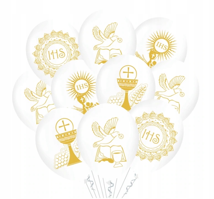 

Balony Komunijne Komunia Komunia Złote Ihs 10szt