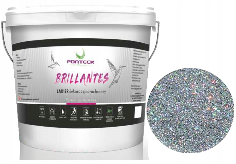 LAKIER do ŚCIAN POŁYSK 2,5L BROKAT SILVER 100g