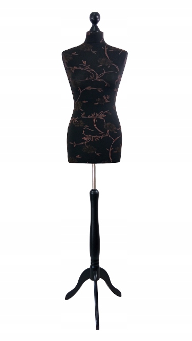 Krejčovská figurína 36 S/m černý vzor floristický stojan černé dřevo