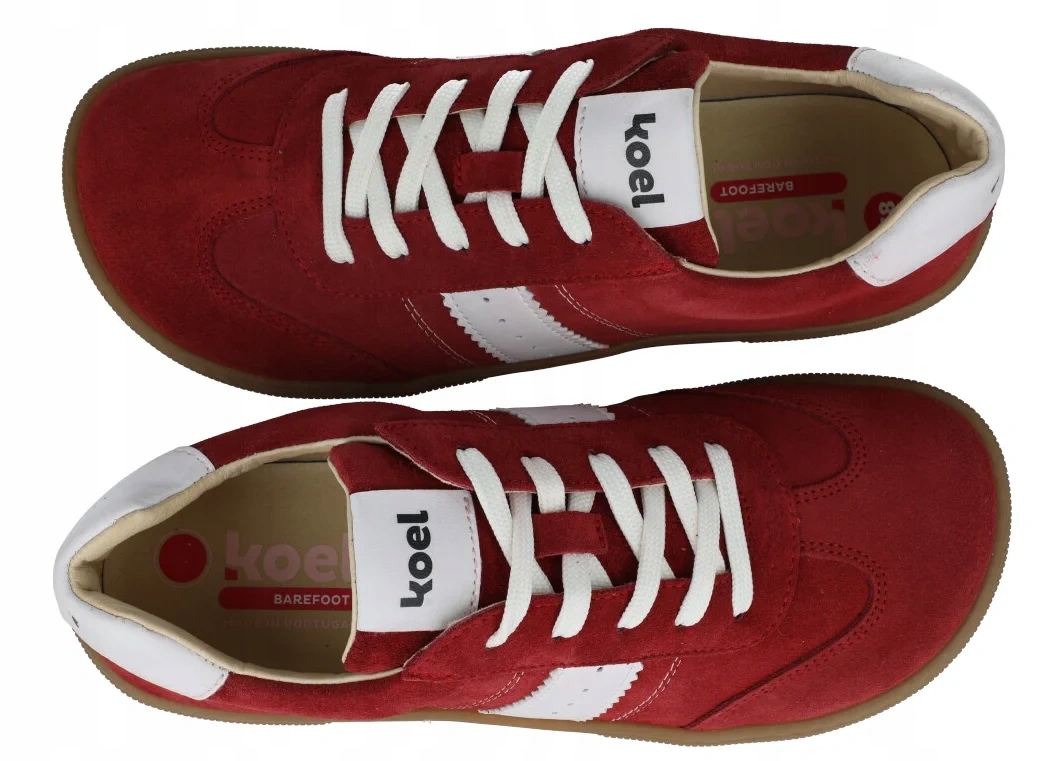 Barefoot tenisky Koel Francia II Suede červené kožené s nulovým dropem R38