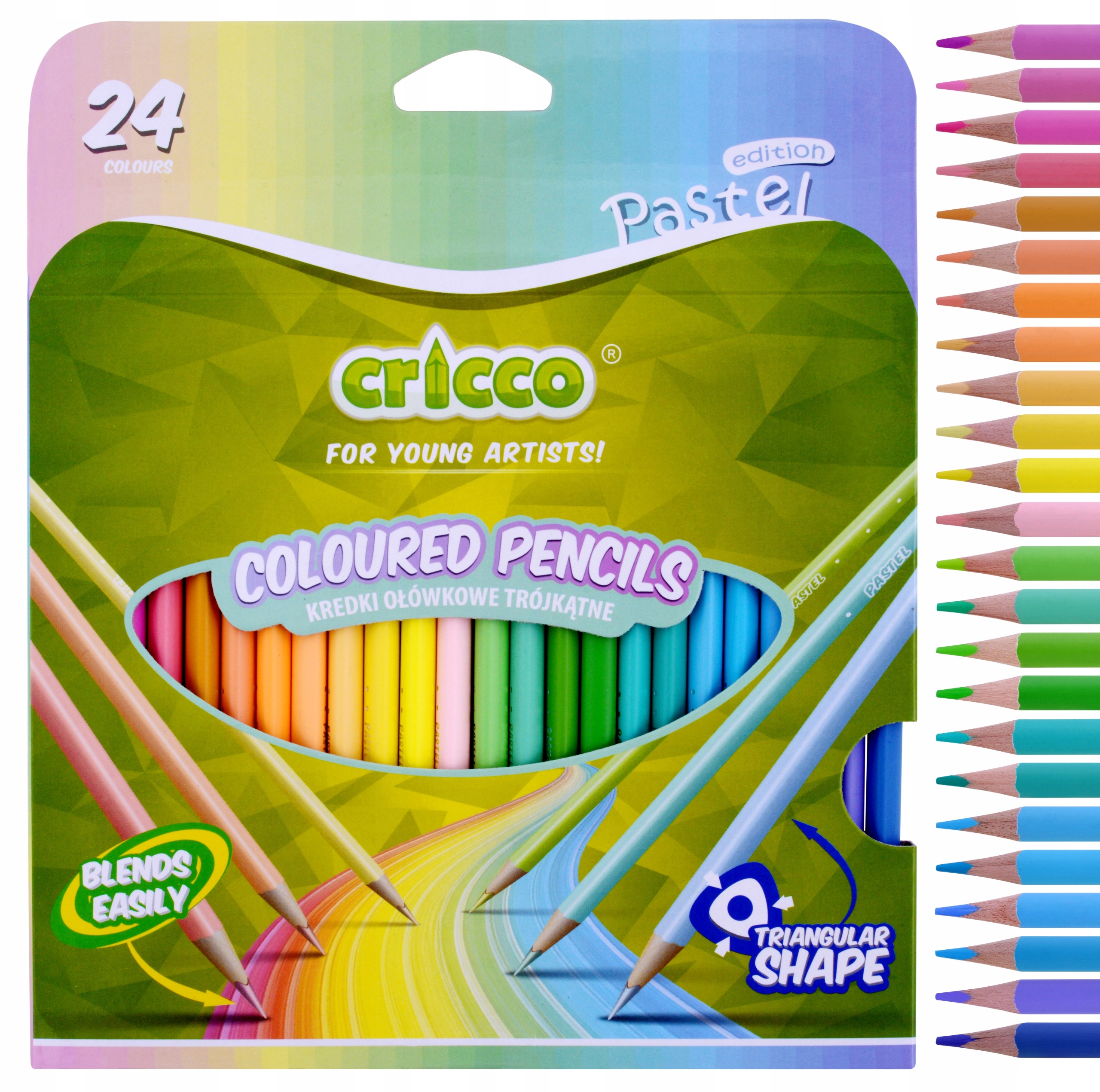 

Kredki Cricco trójkątne 24 pastelowe