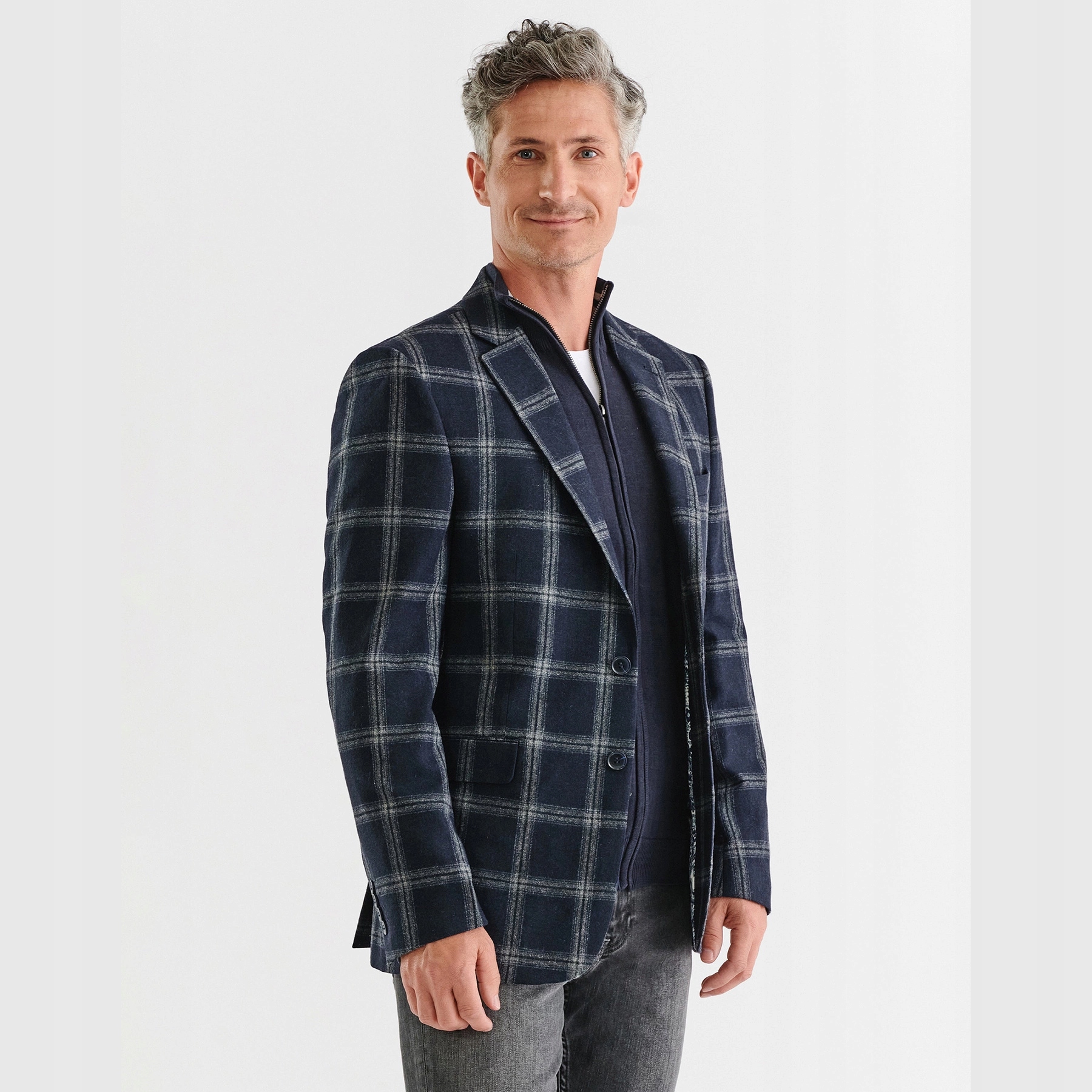 Pánská tmavě modrá kostkovaná sako s vlnou Pako Lorente vel 60/182