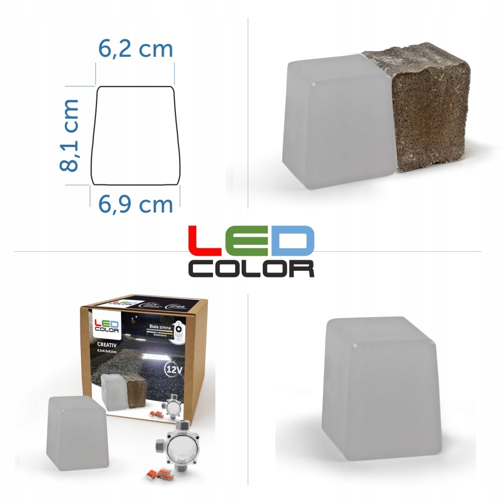8x Świecąca Kostka Brukowa LED Creativ 6x7x8 BD Grubość kostki/płyty 6 cm