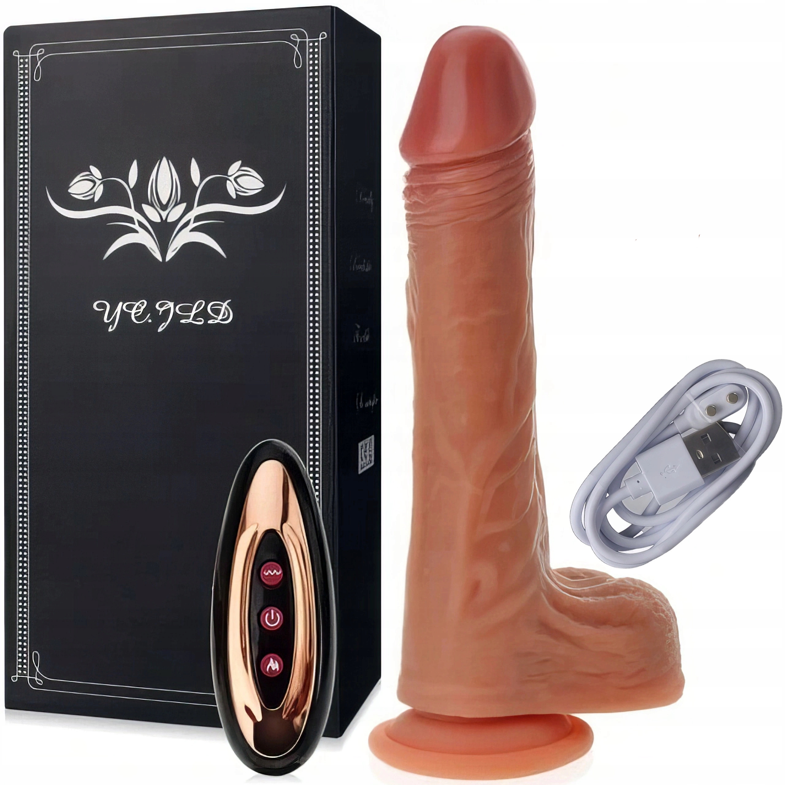 Пенис фаллоимитатор с возвратно-поступательным и вращательным подогревом до 42 stC вибратор